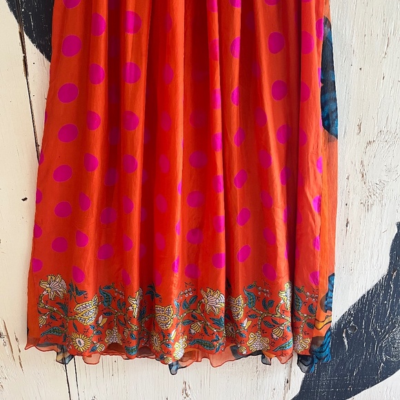 ANTHROPOLOGIE ANUPAMAA SIlk Polka Dot Floral Butterfly Maxi Dress SZ S - Picture 5 of 16